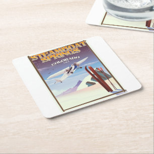 Steamboat Springs Colorado Vintage-Reiseposter Rechteckiger Pappuntersetzer