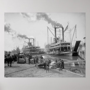 Steamboats bei Vicksburg, 1910. Vintages Foto Poster