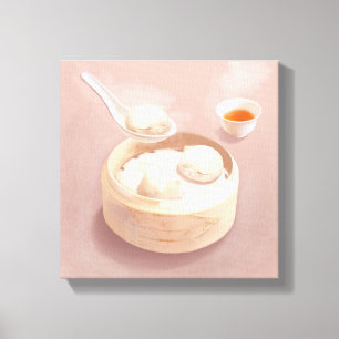 Steamed Bao Buns with Tea Leinwanddruck