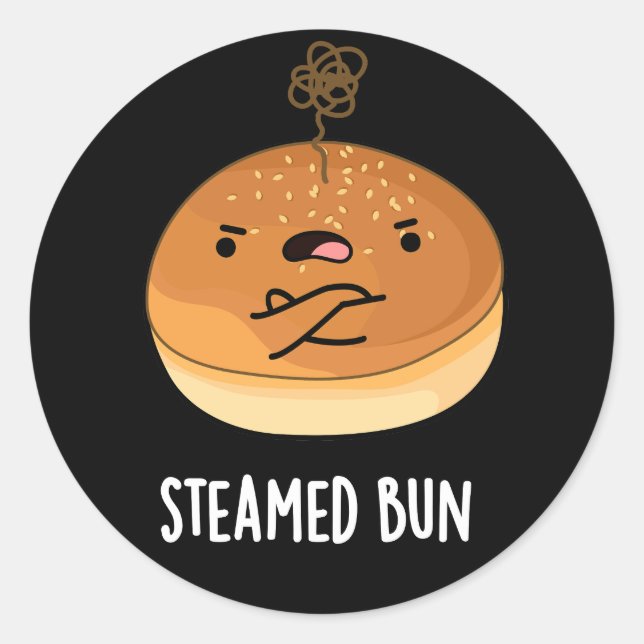 Steamed Bun Funny Food Pub Dark BG Runder Aufkleber (Vorderseite)