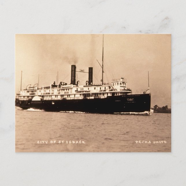 Steamer City St. Ignace D&C Line - Louis Pesha Postkarte (Vorderseite)
