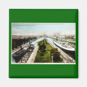 Steamer in Locks, Sault Ste.Marie, Michigan Magnet