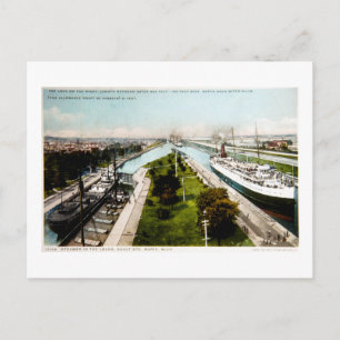 Steamer in Locks, Sault Ste.Marie, Michigan Postkarte