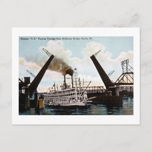 Steamer J.S., Peoria, Illinois Postkarte (Vorderseite)