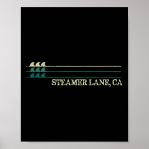 Steamer Lane Kalifornien Break Surfing Retro-Welle Poster