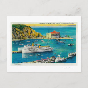 Steamers Catalina und Avalon am Pier und Casino Postkarte