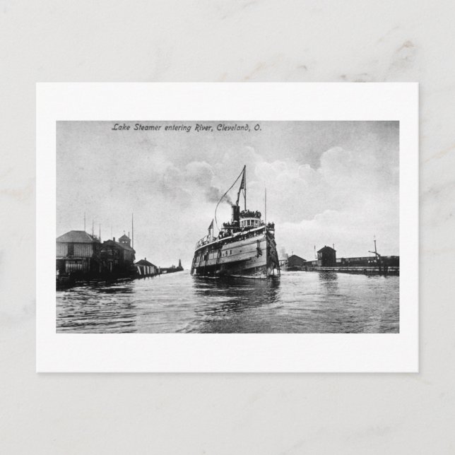 Steamersee in Fluss, Cleveland, Ohio Postkarte (Vorderseite)
