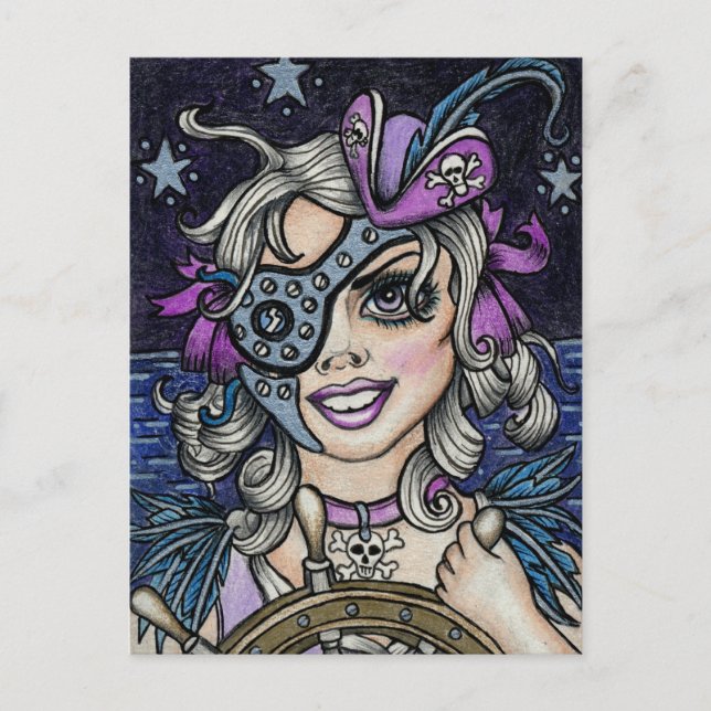 Steamface #10 Steampunk Pirate Postkarte (Vorderseite)