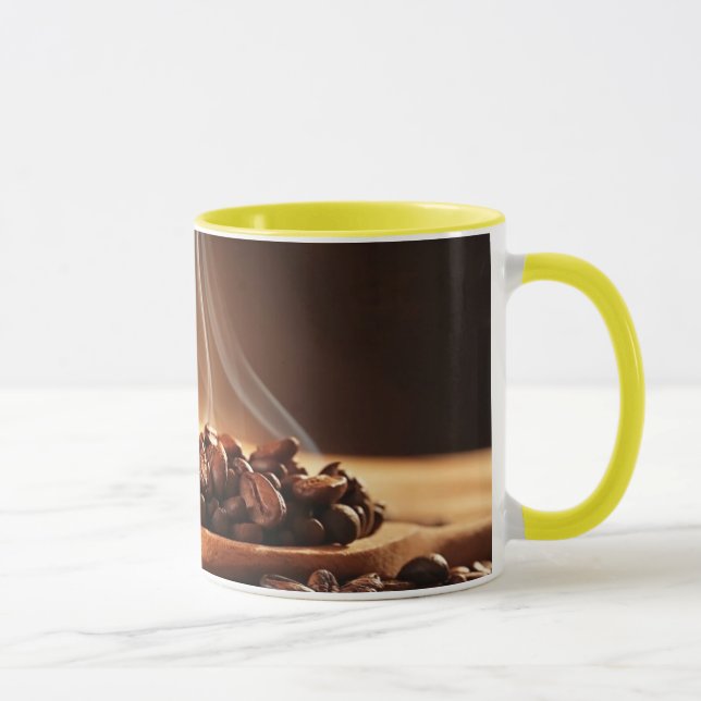 Steaming Coffee Beans Sticker for Mug Lovers Tasse (Rechts)