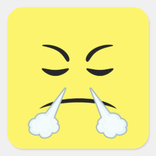 Steaming Emoji Quadratischer Aufkleber