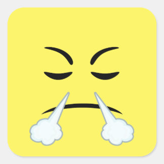 Steaming Emoji Quadratischer Aufkleber