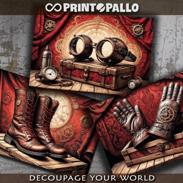 Steamkleider tryptisch: Handschuh, Brille, Stiefel Geschenkpapier Set (Von Creator hochgeladen)