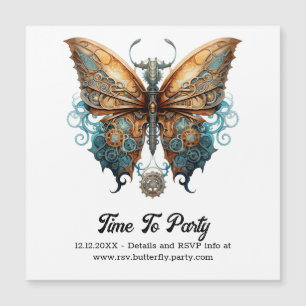 Steamlace Frack Butterfly Steampunk Wedding Magnetkarte