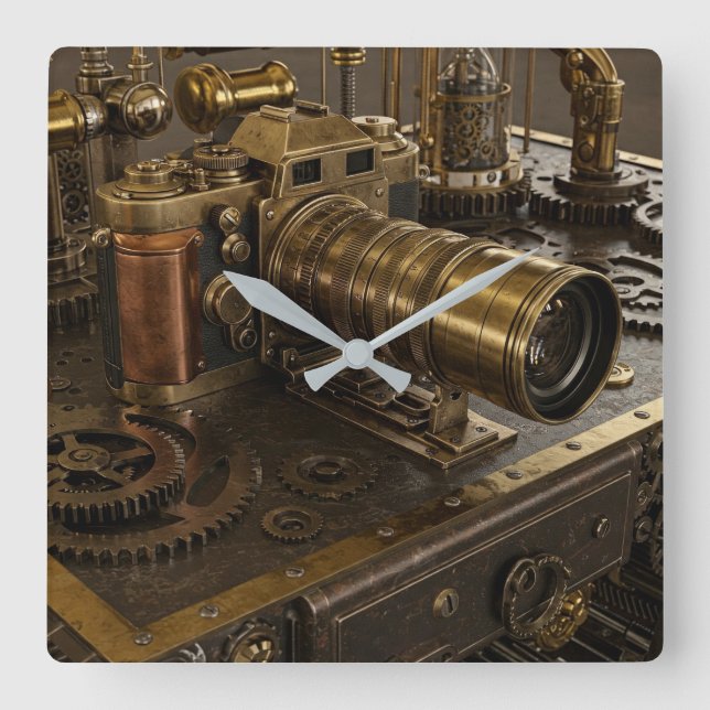 Steamponenstelle Quadratische Wanduhr (Vorderseite)