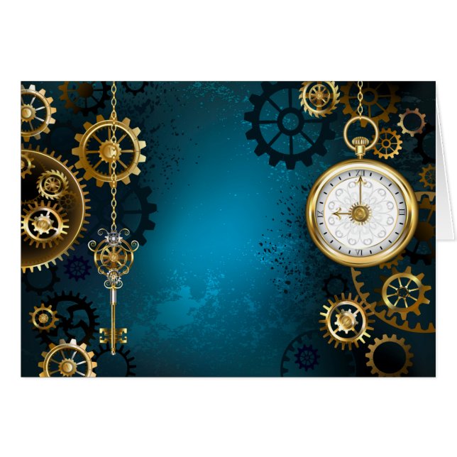 Steampun türkis Hintergrund mit Gears (Vorderseite (Horizontal))