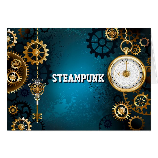 Steampun türkis Hintergrund mit Gears (Vorderseite (Horizontal))