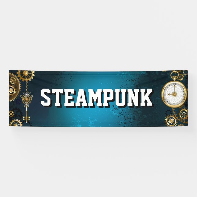 Steampun türkis Hintergrund mit Gears Banner (Horizontal)