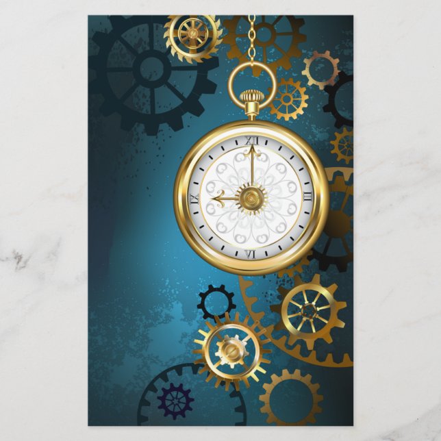 Steampun türkis Hintergrund mit Gears Briefpapier (Vorderseite)