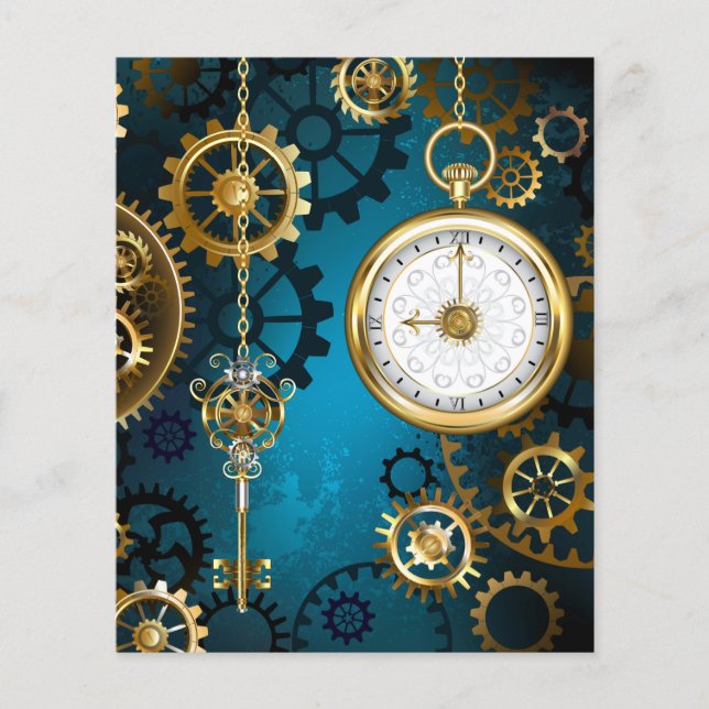 Steampun türkis Hintergrund mit Gears Flyer (Vorne)