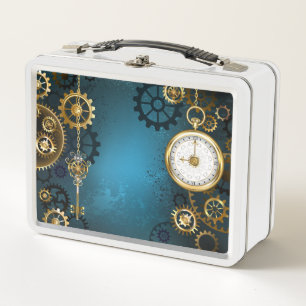 Steampun türkis Hintergrund mit Gears Metall Brotdose