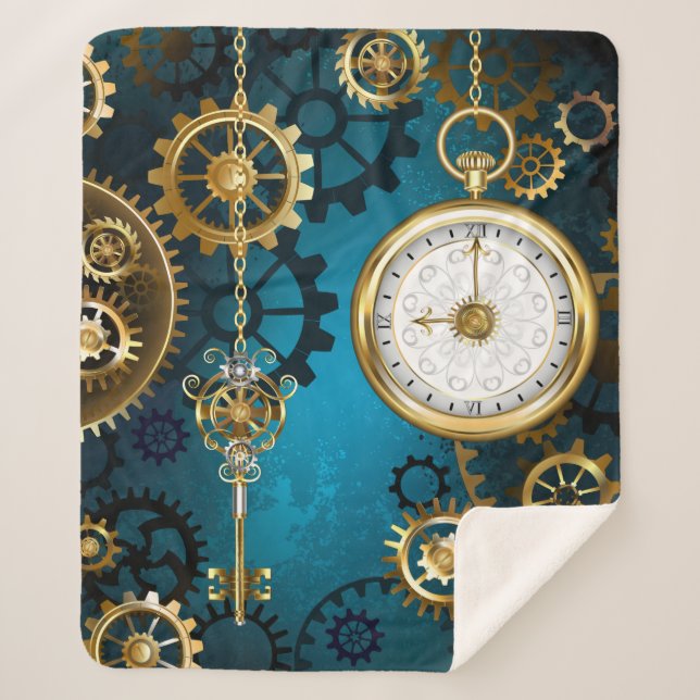 Steampun türkis Hintergrund mit Gears Sherpadecke (Vorderseite)