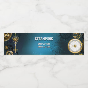 Steampun türkis Hintergrund mit Gears Wasserflaschenetikett