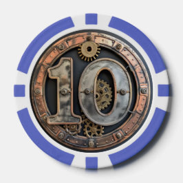 Steampunk $10 Poker Chip: Gearwork Currency Pokerchips