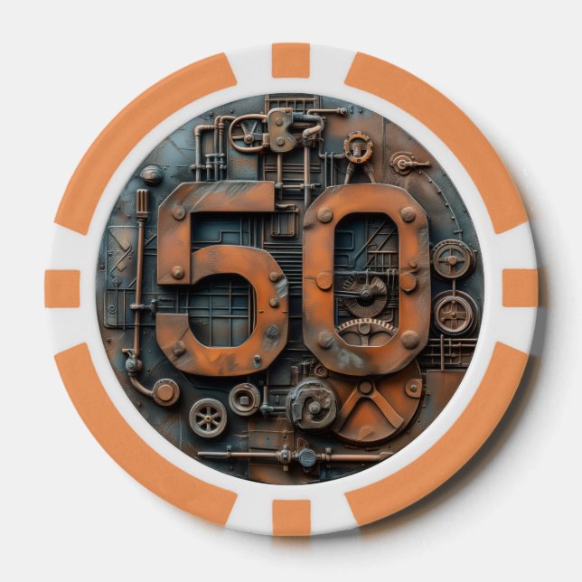 Steampunk $50 Poker Chip: Arkane Machina Pokerchips (Vorderseite)