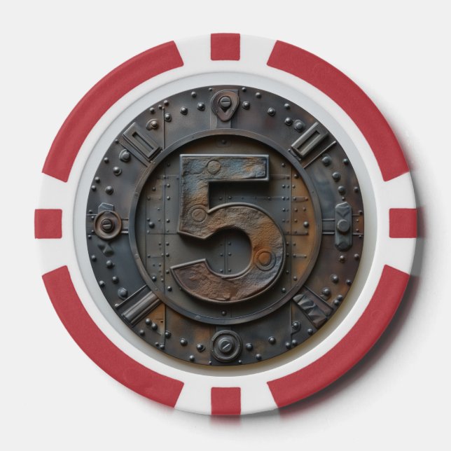 Steampunk $5 Poker Chip: Viktorianisches Glücksspi Pokerchips (Vorderseite)