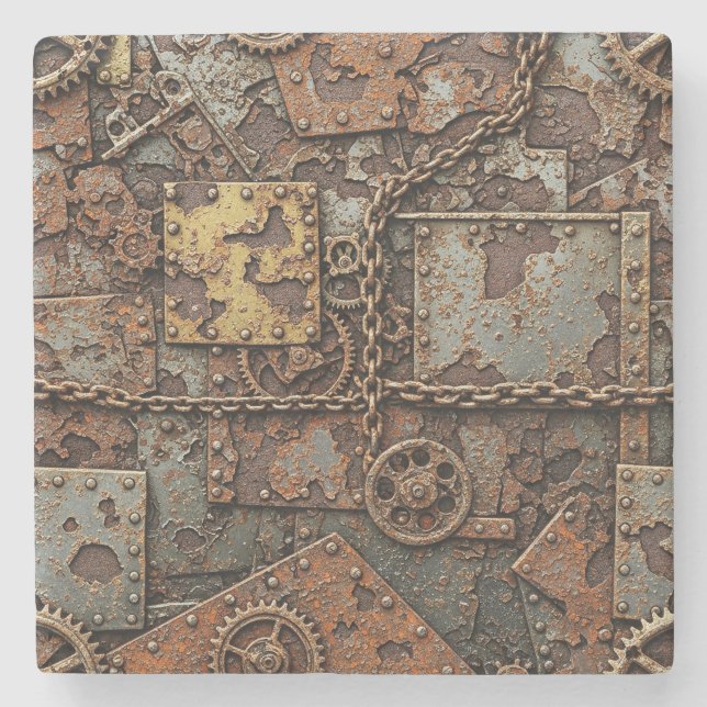 Steampunk-Achterbahn Steinuntersetzer (Vorderseite)