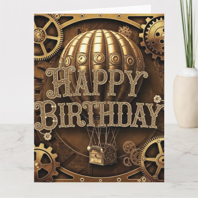 Steampunk Adventure Birthday Design Karte (Vorderseite)