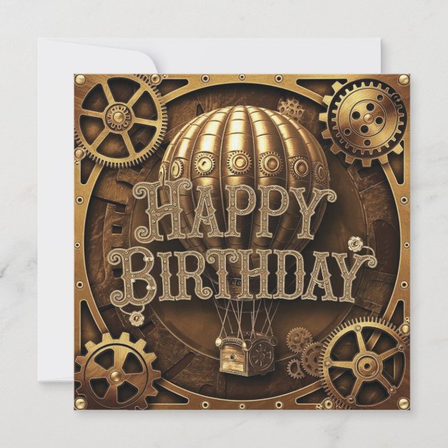Steampunk Adventure Birthday Design Karte (Vorderseite)