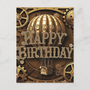 Steampunk Adventure Birthday Design Postkarte