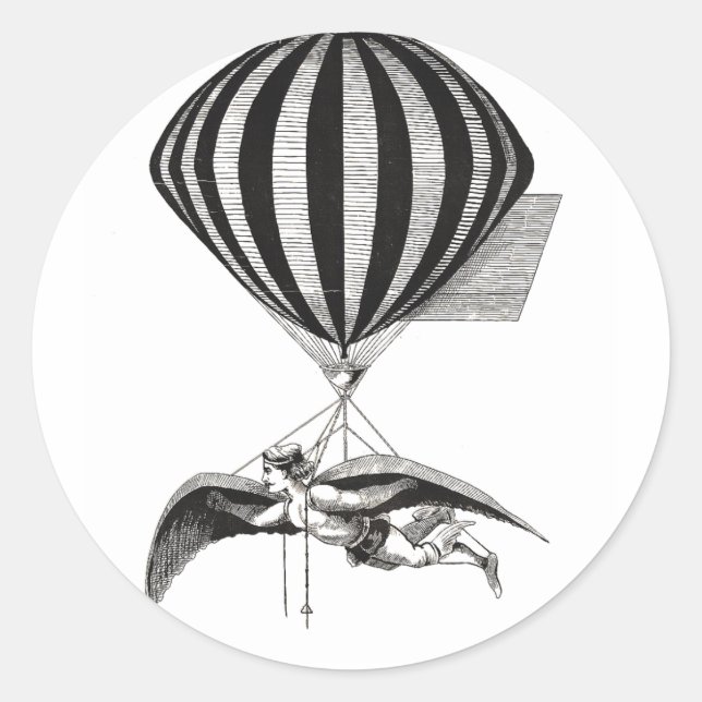 Steampunk Aerialist & Balloon Runder Aufkleber (Vorderseite)