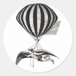 Steampunk Aerialist & Balloon Runder Aufkleber