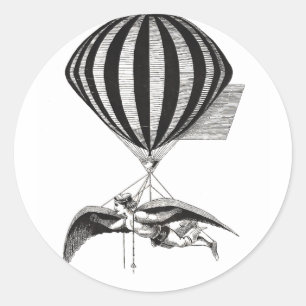 Steampunk Aerialist & Balloon Runder Aufkleber