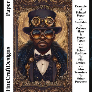 Steampunk Afroamerikanischer Mann CM6 Scrapbook Pa