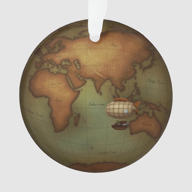 Steampunk Air Travel Neo-Viktorianische Karte des  Ornament (Vorderseite)