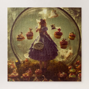 Steampunk Alice and Cupcakes AI Generated Art Puzzle
