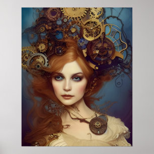 Steampunk Alice Atemberaubend Fantasy Portrait Poster