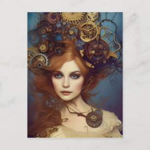Steampunk Alice Atemberaubend Fantasy Portrait Postkarte
