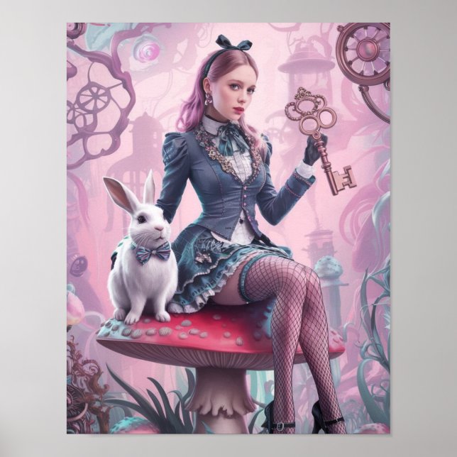 Steampunk Alice im Wunderland Poster (Vorne)