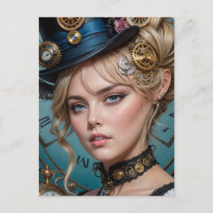 Steampunk Alice Postkarte