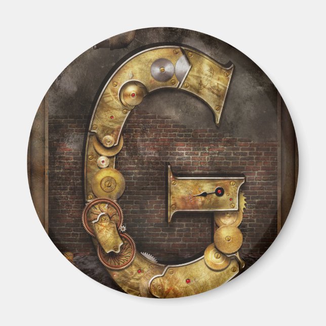 Steampunk - Alphabet - G ist für Gears Magnet (Vorne)