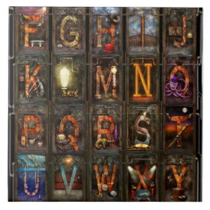 Steampunk - Alphabet - Komplettes Alphabet Fliese
