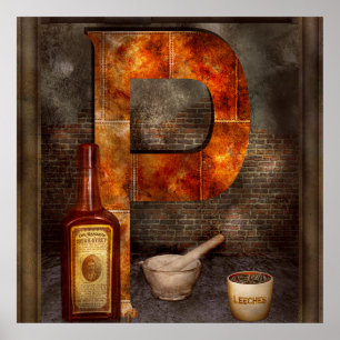 Steampunk - Alphabet - P ist für Apotheke Poster