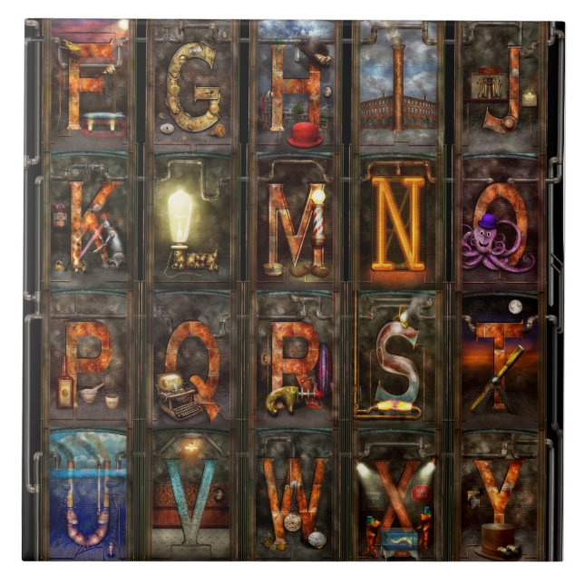 Steampunk - Alphabet - Vollständig Alphabet Fliese (Vorderseite)