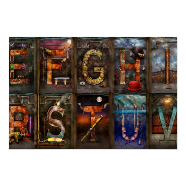 Steampunk - Alphabet - Vollständig Alphabet Poster (Vorderseite)