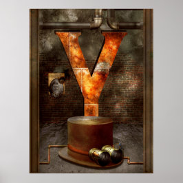 Steampunk - Alphabet - Y ist für Gelbe Brille Poster