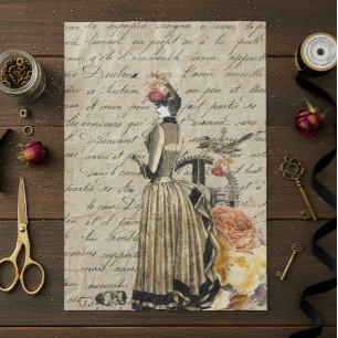 Steampunk Alte viktorianische Gold-Lady Frau Vinta Seidenpapier